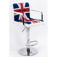 🪑 Adjustable England UK Flag Design Bar Chair Ikea Stig Modern Stool Backrest High Chair Kerusi Reka