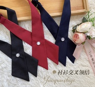 [Gao Qiao Xi] Shirt Solid Color Cross College Style Accessories Bow Bow Tie Three Colors Optional