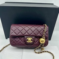 chanel Cf20金球紅棕色99新配件塵袋盒子