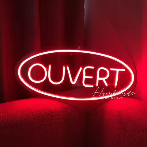 1 Piece OUVERT Open Welcome Neon LED for Wall Decoration, Business Open Signs for Bar Restaurant Neo
