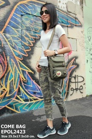 กระเป๋าสะพายข้าง Epol แท้  รหัส Epol2423 🚩ผ้าร่ม 2 ชั้น กันน้ำ 60%