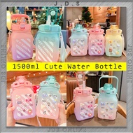 1500ml sport water bottle free straw + strap Air Bottle water cup Candy 1.5L tumbler large volume bo