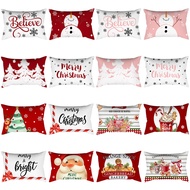 [Christmas][Single Side] 30cm x 50cm Pillow Case Polyester Sofa Pillow Cover Snowman Snowflake Patte