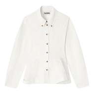 GANNI Women's Stretch Cotton Peplum Shirt 600075462