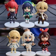 8cm Six-Piece Set Figure PVC Genshin Paimon Q Version Game Anime Statue Model Decoration Birthday Gi