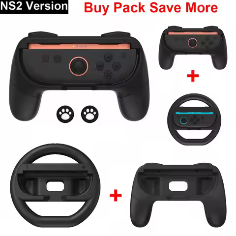 Racing Steering Wheels + Grip Holder for Switch2 JoyCon Controller Attachment Accessories for Ninten