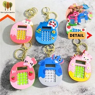 GANTUNGAN Cartoon Calculator Keychain 6 Variants Melody Doraemon Lotso Hello Kitty Stitch Cinnamorol