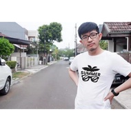 Combed 30s Fashion SUMMER BEACH T-Shirt Polyflex Combed 30s Screen Printing White