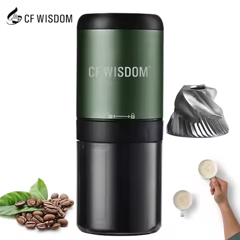 CF WISDOM Portable Electric Coffee Grinder with Stainless Steel Core USB Recharge Coffee Grinder Eas