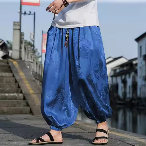 Summer Silk Hippie Gypsy Boho Baggy Pants Harem Pants for Men Women Yoga Pants Aladdin Trousers