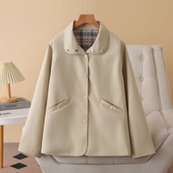 Plus Size Womens Both Sides Wear Autumn New Jackets Large Size Fashion A-line Button Up XL-4XL Femal