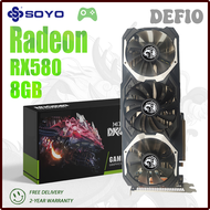 DEFIO SOYO RX580เอเอ็มดีเรเดียน8GB การ์ดจอสำหรับเล่นเกม GDDR5 256bit GPU 8pin X16 3.0เหมาะสำหรับคอมพ