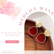 Merlot Wine Vintage Earrings 新年款酒红色复古耳环