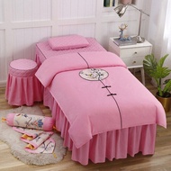 ชุดเครื่องนอน4ชิ้นสำหรับร้านเสริมสวยผ้าปูเตียงลินินนวดสปาใช้ปลอกผ้านวมผ้าปูเตียง