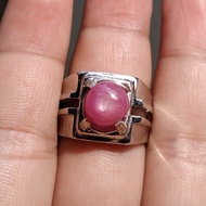 Cincin Batu Akik Permata Natural Pink Ruby Star Asli dan Natural