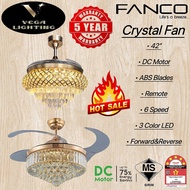 FANCO FAN / CRYSTAL FAN / 42” / 4 ABS BLADE / 6 SPEED REMOTE CONTROL