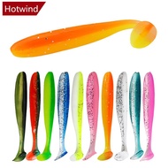HOTWIND 20PCS 5.5/6.5/7CM Dual-Color Glitter T-Tail Soft Lure Bait Ultra-Realistic Worms Matched wit