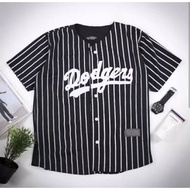 HITAM (BASEBALL T-shirt) BASEBALL JERSEY Men Women Black Stripe dodgers