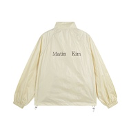 เสื้อแจ็คเก็ตกันฝน Matin Kim สำหรับคู่รัก ทรงหลวม ปกติ แขนยาว ปกติ คอตั้ง ซิป ผ้าโพลีเอสเตอร์ ปกป้อง