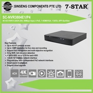 7-STAR* 4K 4CH NVR H.265/H.264, 40Mbps Input, 4 PoE, 1 HDMI/VGA, 1 SATA HDD Slot, PC-APP:SunView [Mo