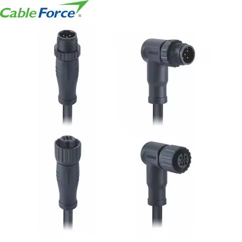 M12 a Code Male Female 2 3 4 5 6 8 12 17 Pin Plastic Body Over-molding Sensor Connector