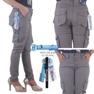 SL CELANA CARGO PANJANG WANITA CELANA TACTICAL WANITA CELANA GUNUNG WANITA CARGO WANITA WARNA ABU