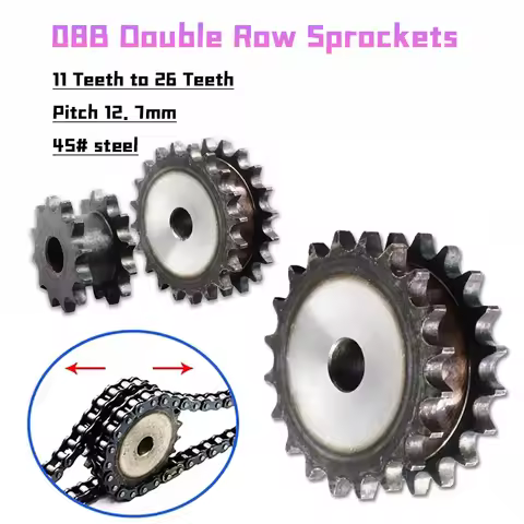 08B Motor Chain Sprocket 1pc/lot 08B Double Row Sprockets 11/12/13/14/15/16/17T To 26 Teeth Pitch1/2