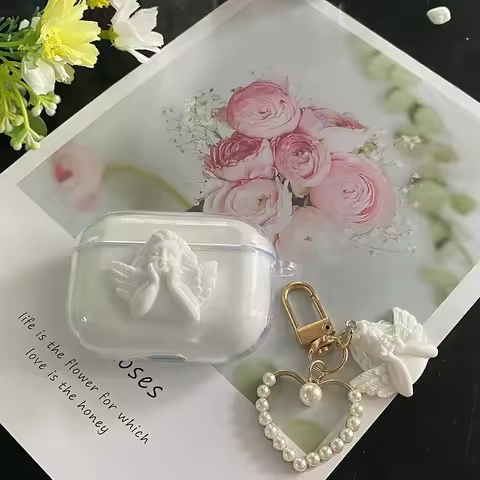 For OnePlus buds 3 pro Case Cute Bear/flower Keychain Transparent Earphone Silicone Cover for OnePlu
