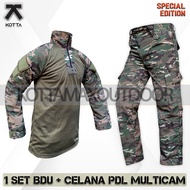 One Set of Tactical BDU Long Sleeve Cargo Tactical Pants for Men Multicam Army