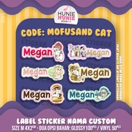 Custom Name Label Sticker - Mofusand Mofu Sand Mofusan Cat Cat (100pcs+) Name Sticker