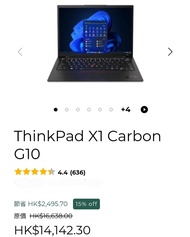 全新 Lenovo x1 carbon gen 10 ultrabook laptop intel i5-1245u/16GB ram/512GB NVMe SSD/FHD 14”/wifi6/1.1