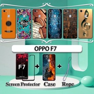 2 IN 1 OPPO F7 Case with Tempered Glass Curved Ceramic Screen Protector Music