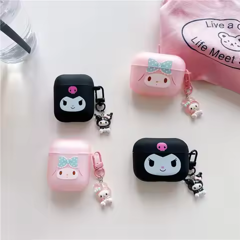 Cartoon Kuromi Earphone Case For Airpods 1 2 3 4 Pro 2 3 CuteBow Wireless Bluetooth Headset Hard Pro