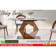 Luxury Blue Crystal Marble Top with Wood Leg Dining Table - 6 PERSON - TABLE ONLY - NOT INCLUDE CHAIR