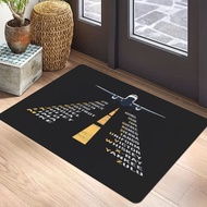 Aviation Theme Carpet Mat - Airport Sign Airplane Icon Departure Arrival Traffic Pilot Gift Decorati