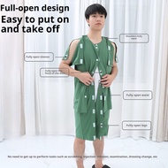Dialysis Patient Gown Easy to Wear and Take Off Nursing Gown for Hand and Foot Fractures, Stroke and