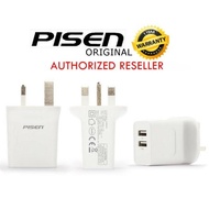 100% Original Pisen 2.4A Dual Port Premium Quality Charger for Smart Phone Android Ios Tablet Oppo V