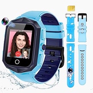 Laredas Smart Watch for Kids with SIM Card, 4G Kids GPS Tracker Watch,Bluetooth Wi-Fi Call Video &amp; Voice Chat SOS Pedometer, Kids Cell Phone Watch Christmas Birthday Gifts for 3-15 Boys(73-Blue)