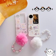 Folding phone case for Oppo Find N2 N3 Flip Cartoon kitten fur ball bracelet wavy edge soft glue pho