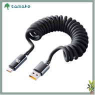 TAMAKO Fast Charging Cable, Retractable 120W Spring Charger Cable, Flexible 1M/2M USB/Type-C To C Ve