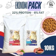 MAKANAN KUCING 10kg/  PROMOSI HARGA/22% PROTEIN / 8% FAT/ EKONOMI PACK /PUBLIC CAT /IKAN LAUTAN & AY