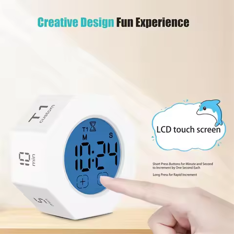 ABIY Pomodoro Timer, Productivity Timer Square, Octagonal Gravitational Flip Focus Timer,Mute & Adju
