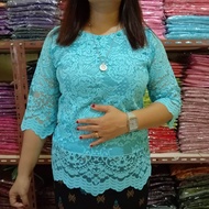 SHOOPI ATASAN BLUS SEMI PRANCIS/ BLUS SEMI BROKAT WANITA/KEBAYA BROKAT BAJU KEKINIAN CANTIK TERBARU