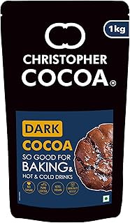 Christopher Cocoa Dark Cocoa Powder, Unsweetened (Bake, Cake, Hot Chocolate, Drinking Shakes), 1Kg