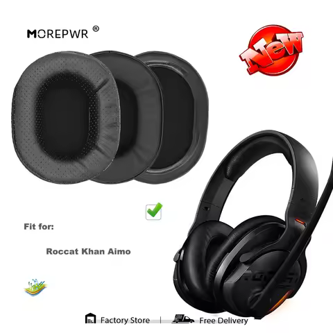 Replacement Ear Pads for Roccat Khan Aimo Headset Parts Leather Cushion Velvet Earmuff Earphone Slee