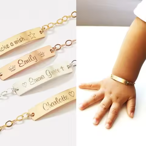 letter Bracelet Baby Jewelry Custom Name Bracelets Gold Charm Child ID Stainless Bracelet Kids Custo