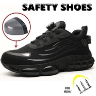 Ready Stock Rotating Button Safety Shoes Steel Toe Protective Shoes Anti-smashing Anti-piercing Breathable Work Shoes Welding Shoes Welder Shoes Men's Shoes Steel Toe Safety Boots