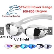 Reflective Optical Swimming goggles Prescription Power Degree Anti fog UV shield Swimming goggles