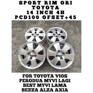 Sport Rim Ori Toyota 14 Inch 4H PCD100 5.5JJ Offset+45
