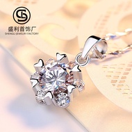 S999 Sterling Silver Necklace Clavicle Chain Female S999 Snowflake Pendant Accessories Short Jewelry